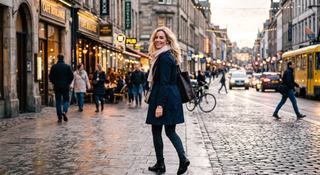 Original woman in city